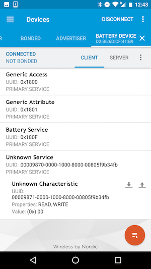 Exposed services on the device