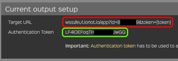 Retrieving the API parameters from the output tab in LORIOT